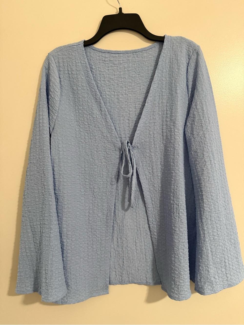 SHEIN Light Blue Textured Tie-Front Swim Coverup